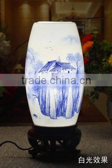 Wedding Gift Mother day's Gift valentines gift AntiqueTable Lamp Jingdezhen Ceramic Bamboo Craft Bedside LED E27 220v 110v