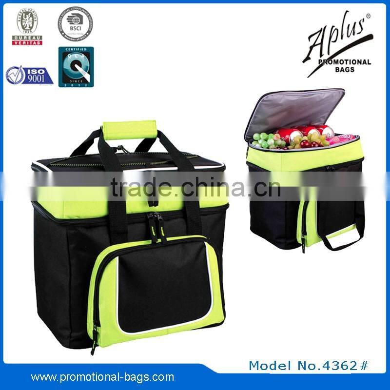 Fashion pure color PP woven tape padded handle cooler bag