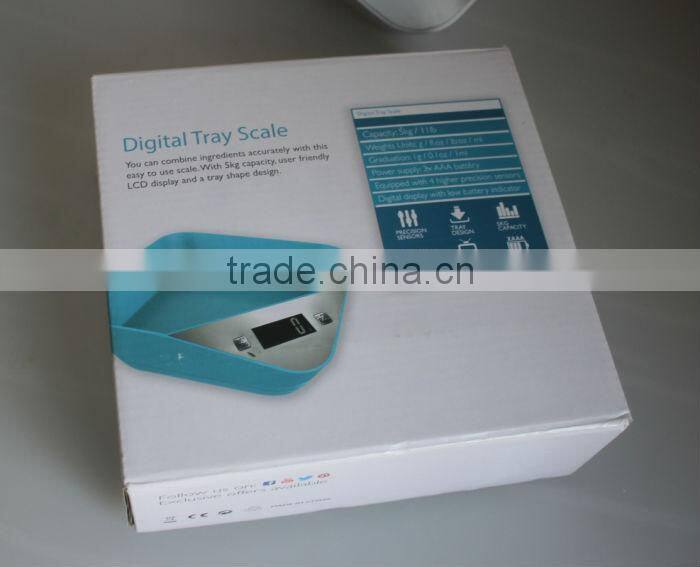 2014 Newly 5kg Digital weight kitchen food tray scale