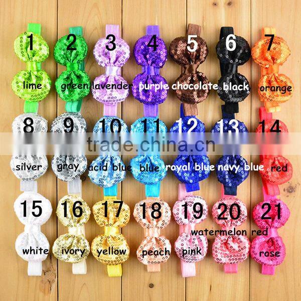 in stock mix colors elastic sequin head band kids