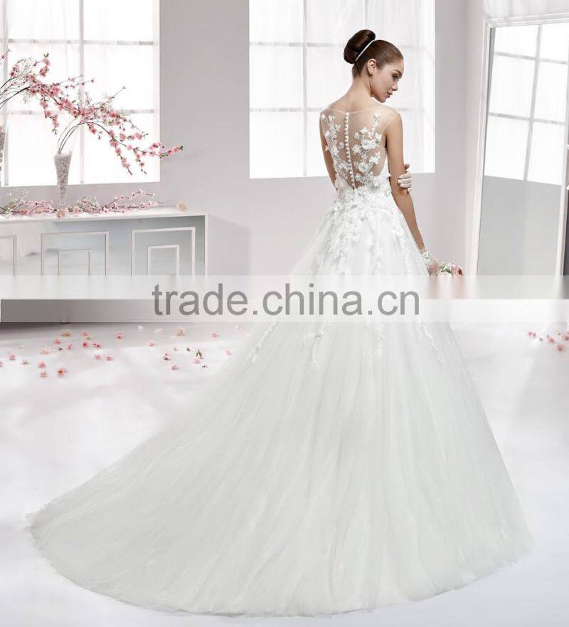 A43 Beautiful Zuhair Murad Lace Applique Wedding Party Gown Full Length Long Train Button Back Princess Wedding Dresses