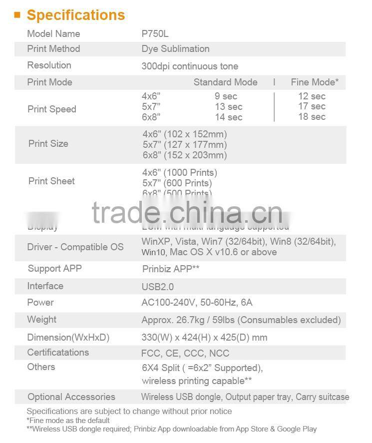 High Quality Photo Printer Dye Sublimation Hiti Thermal Photo printer P750L