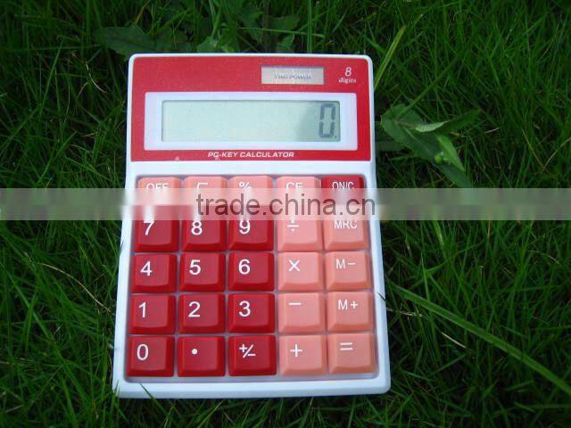 new design dual power color button key 8 digits desk calculator