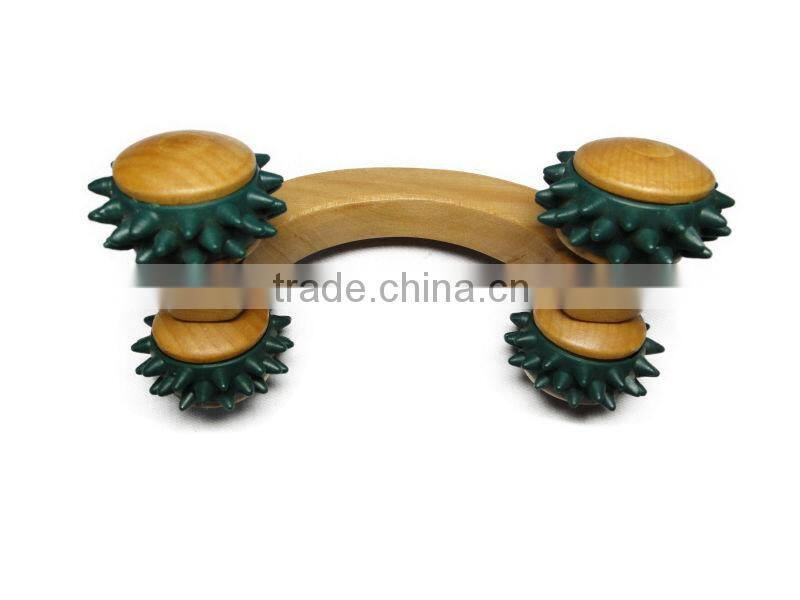Wooden massager with piasyic knot