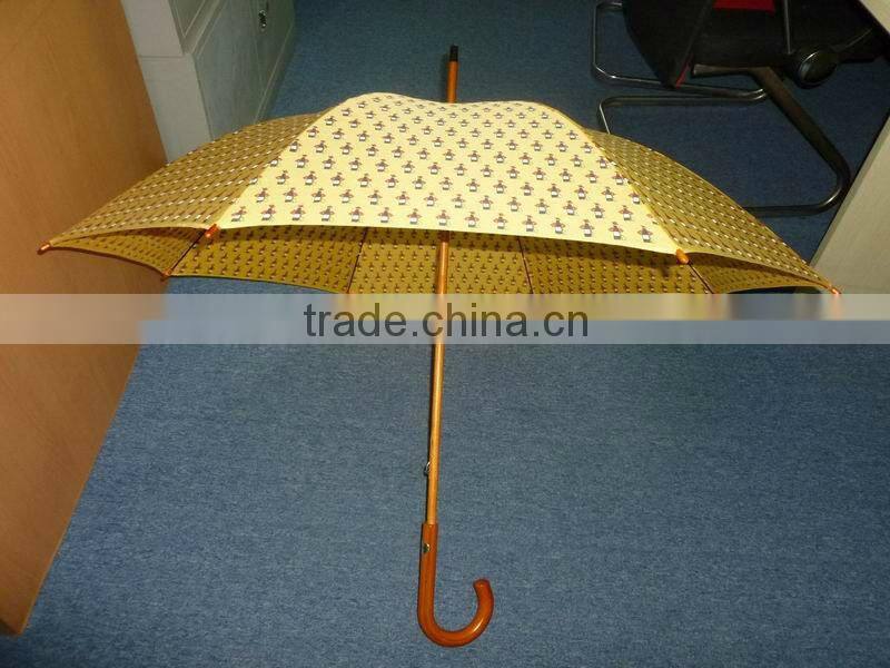 23''Auto open crook hanlde wooden umbrella