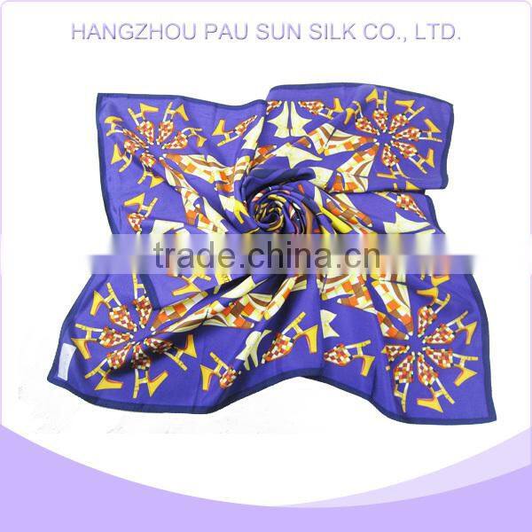 Hangzhou fashion leopard print100% silk twill brandedbig square scarf