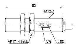 Metal cylinderical photoelectric sensor through beam