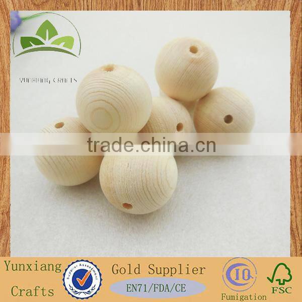 Natural untreated pine wood bead Bulk wood ball