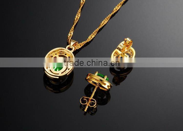 KSTONE fashion gold plated big green rhinestone stud earrings