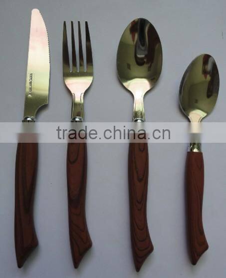 Machine polish wooden handle cutlery set