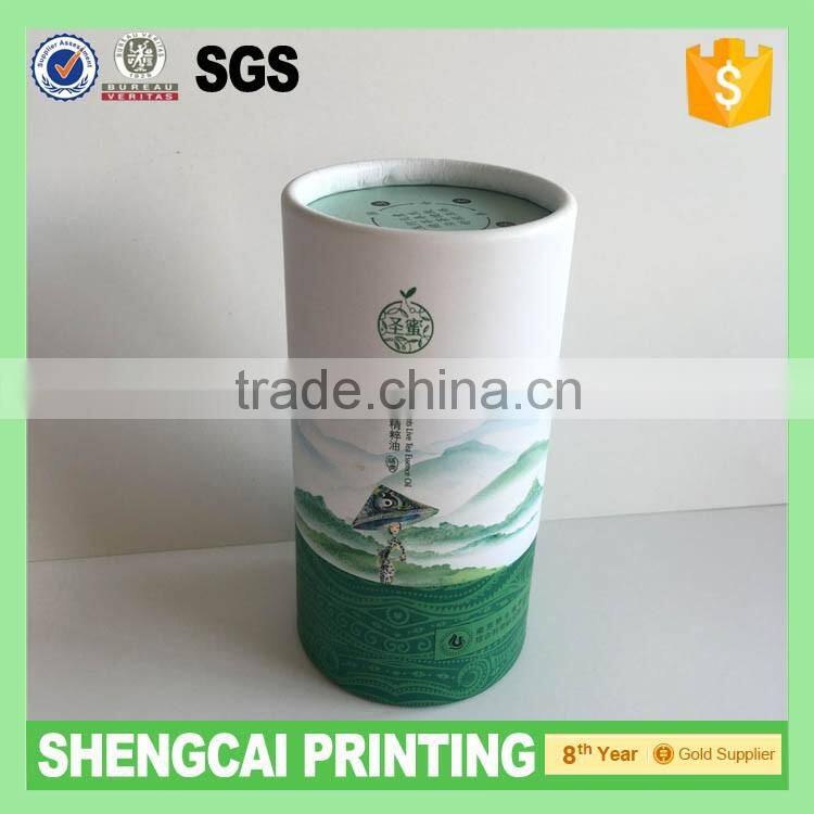 Black color with UV logo round paper tube box for 15ml bottle packing