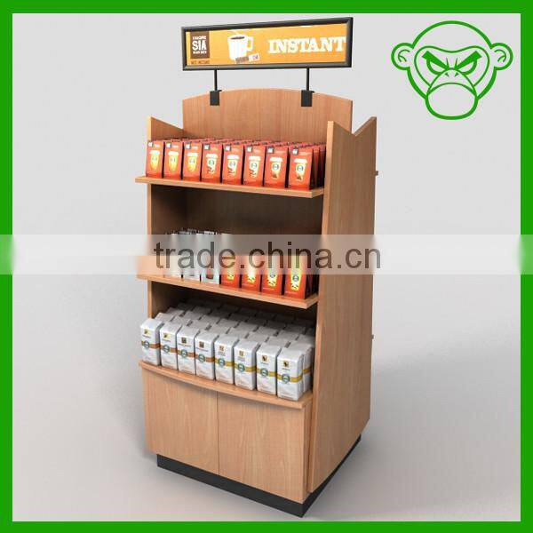 Free standing supermarket food area cookies and chocolate display shelf