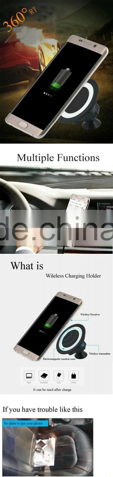 360 Rotating Magnetic Stand Holder Qi Wireless Charger for iPhone 5 6 6S Magnetic wireless Charger