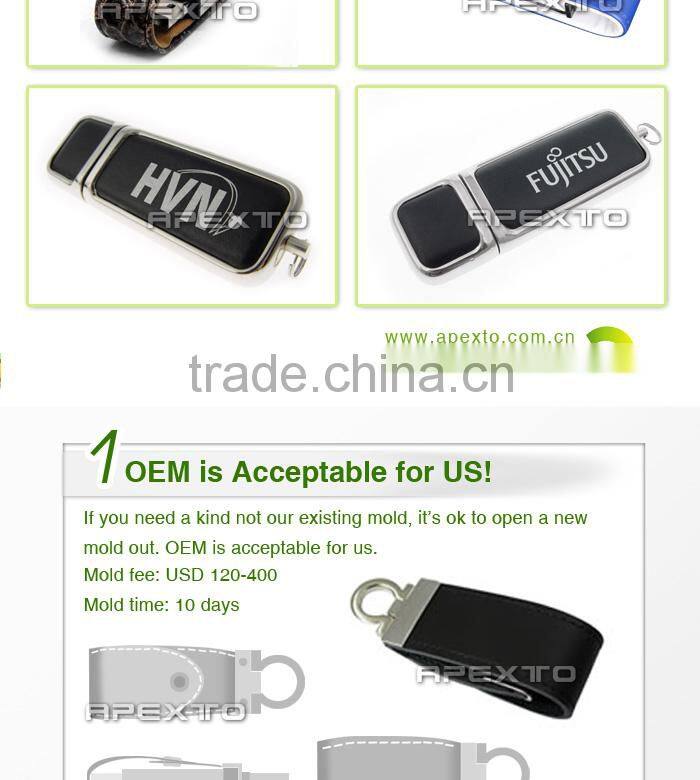 Best business gift leather usb flash drive with keychain Class A usb memory stick 4gb