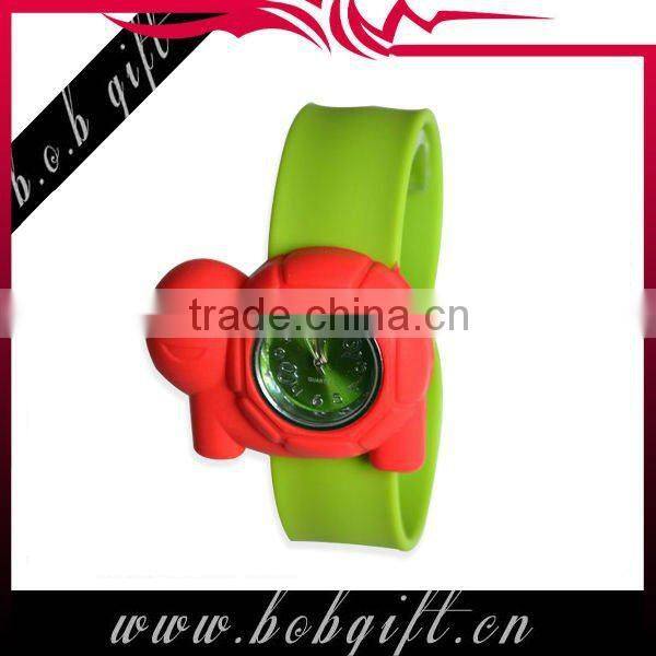 simple design tortoise silicone snap wristband watches for kids