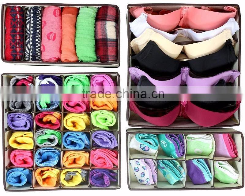 Collapsible Storage Boxes Bra Underwear Closet Organizer Drawer Divider 4 Set