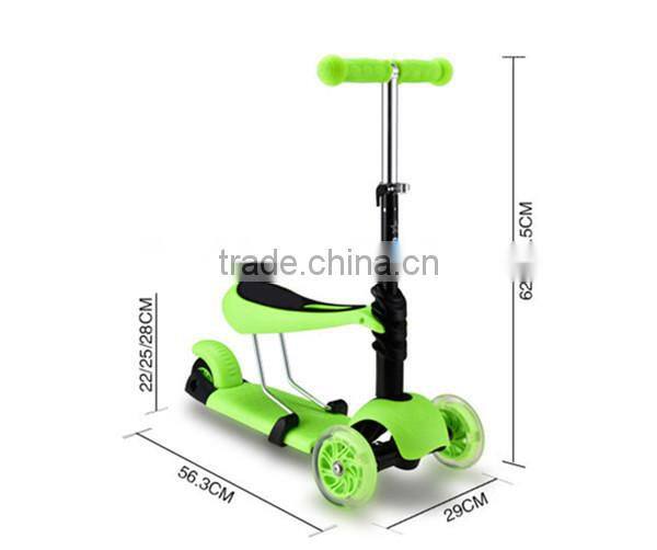 3 Wheel Baby Scooter Toy With Comfortable Seat/3 in 1 Ride On Toy Baby Three Wheels Foot Scooter With Adjustable Seat