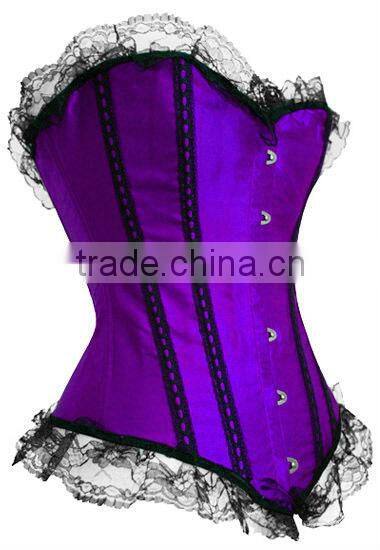 New fashion blue embroidered zipper corset plus sized corset