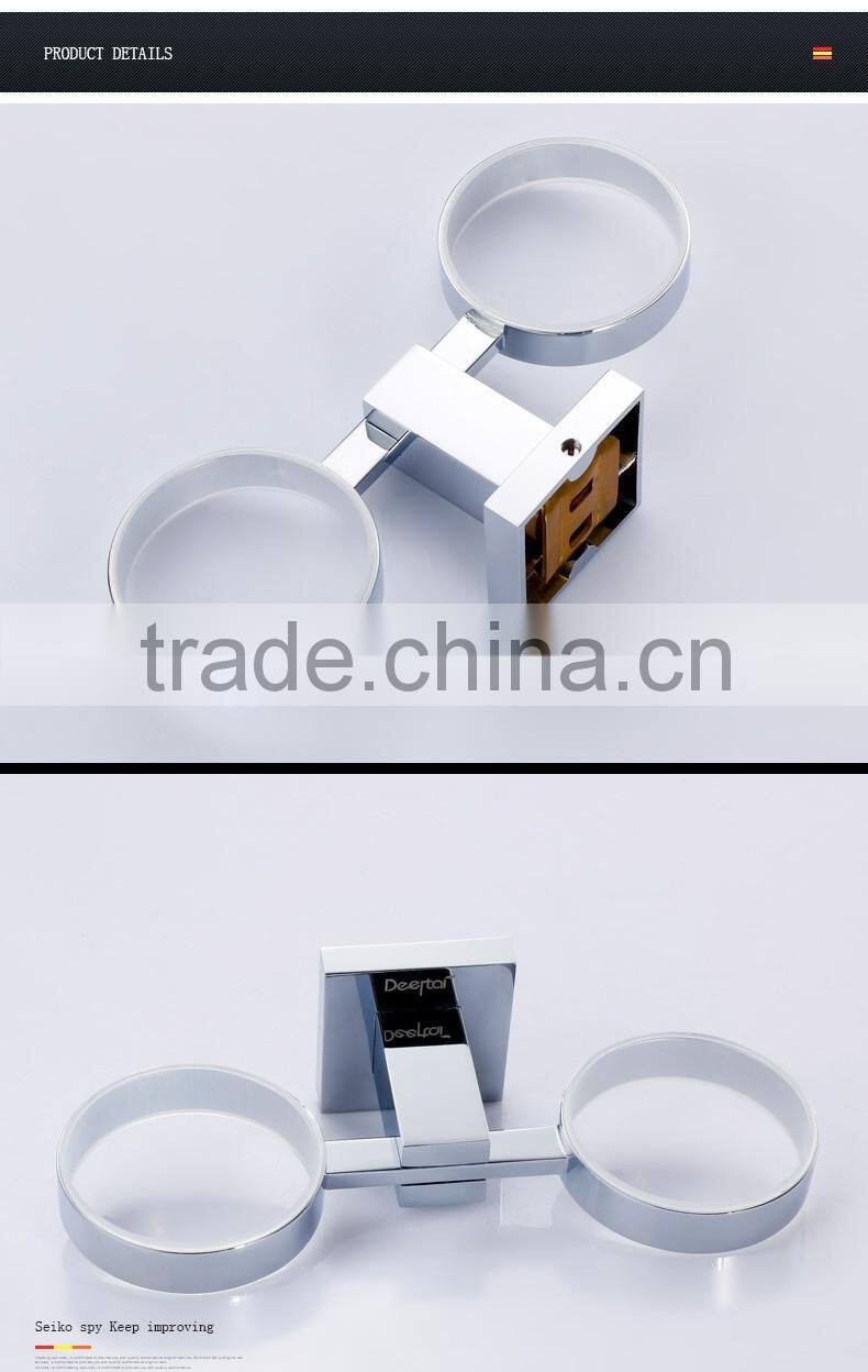 bathroom accessory with brass fancy double tumbler holder for hotel family use.