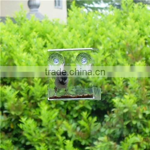 Acrylic Opening Bird Feeder Clear Acrylic Window Bird With 2 Suction Cups