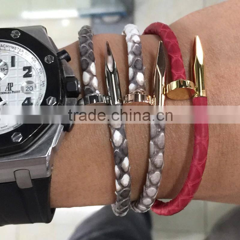 TOP QUALITY Stainless Steel python Nail Bracelet 18K gold Plated Women Jewelry Nail Screw Cuff Bangle