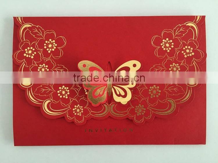 lace special butterfly hot stamping wedding custom invitation envelope