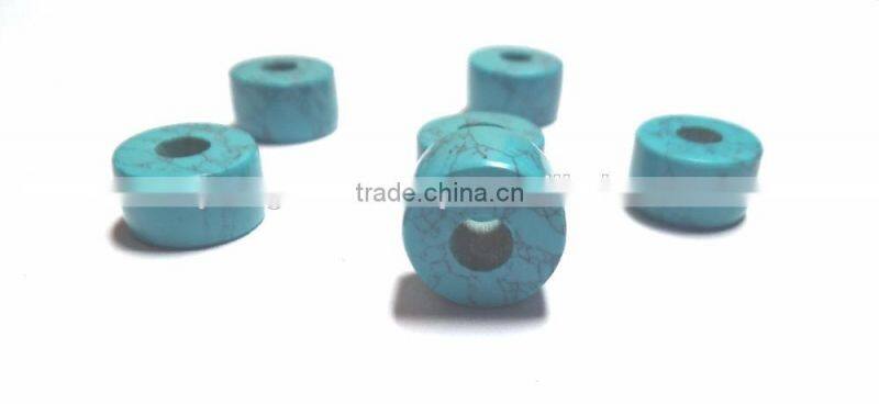 AAA Chinese Turquoise Smooth Handmade Big Hole Tyre Beads