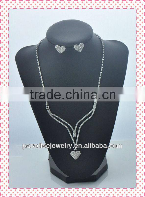 Fashion design Heart Alloy Plated Wedding Crystal Rhinestone Alloy Necklaces Earrings Jewelry Sets-NEW052102