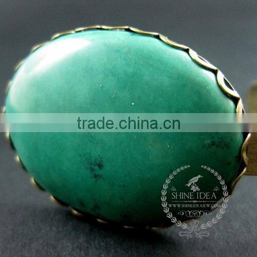 30x40mm oval blue turquoise stone cabochon vintage bronze brass fashion women bracelet cuff jewelry 6450017