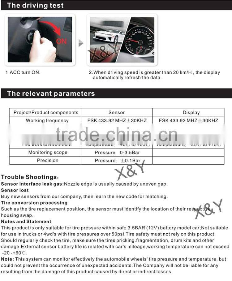 External Sensor WIRELESS TPMS tire pressure monitor system 10 tires truck TPMS XY-TPMS610E