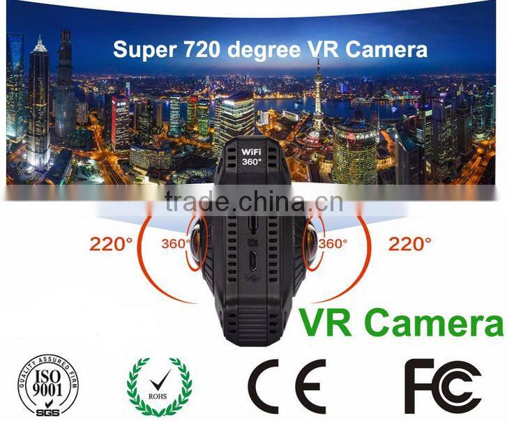 Dual lens fisheyes 360 degree 720 degree panoramic sport camera 1080p Wifi panoramic Camera