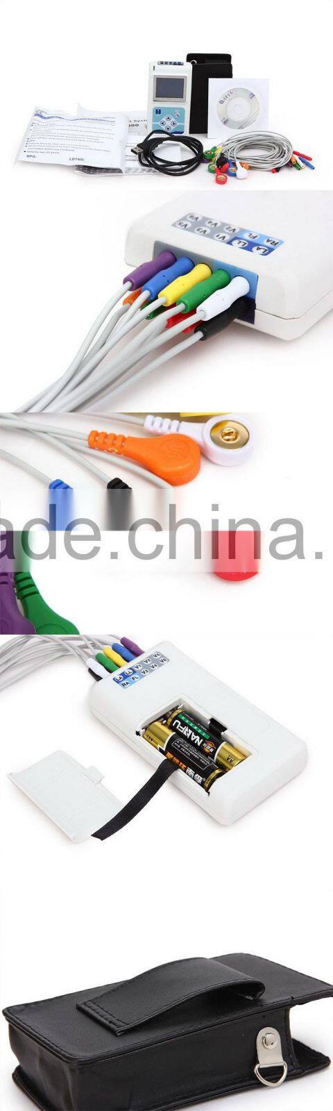 Light weight 12 channel 12 Lead Color LCD display ECG Holter Monitor with 24 Hours recorder