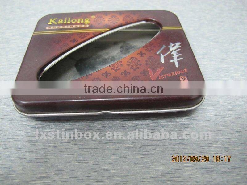 rectangular with window luxury metal tin box