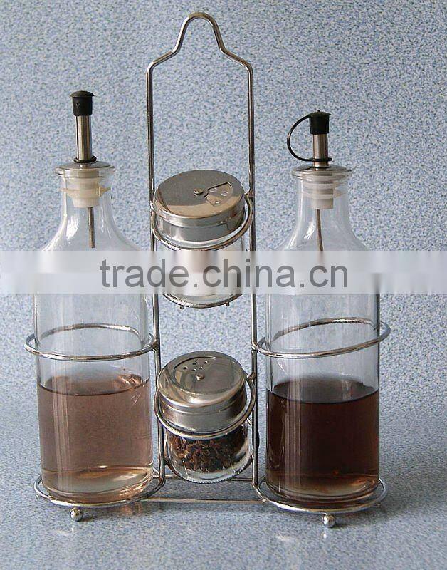 Clear glass CRUTE jar set with metal rack