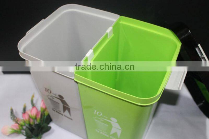 Colourful 2 Compartment 10 liter Plastic Dustbin. Suitable to be used as Office Dustbin, Toilet Dustbin, Sanitary Dustbin