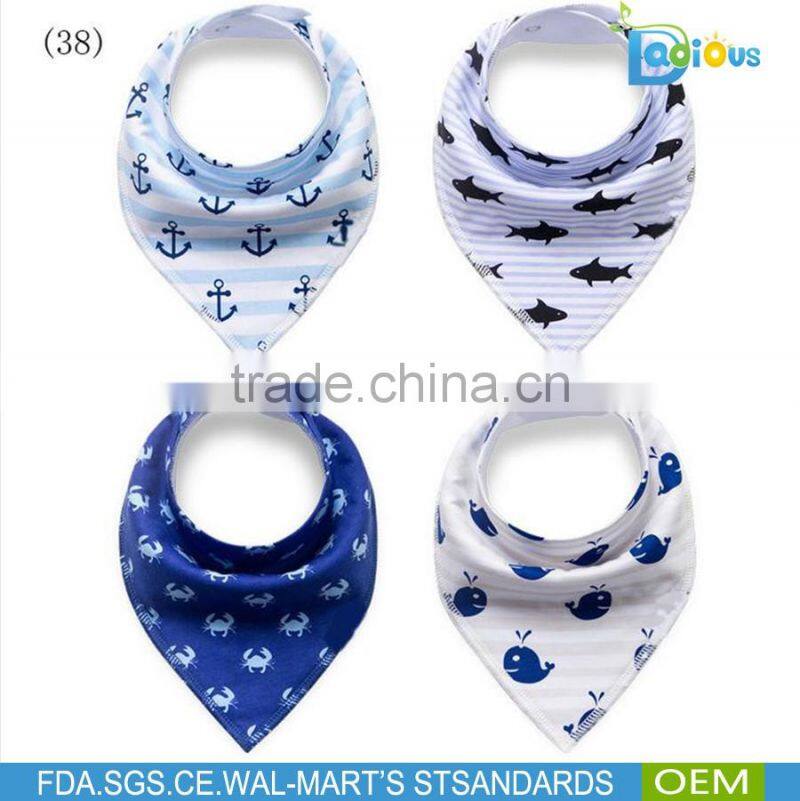 amazon bestseller 100% cotton Adjustable baby bandana drool bibs