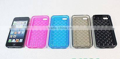 Drill stone glossy TPU soft rubber lining for iphone 5c BLUE