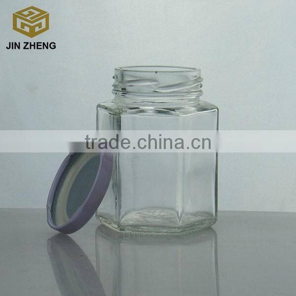 125ML HEXAGONAL GLASS JAR JAM HONEY CHUTNEY WITH LIDS