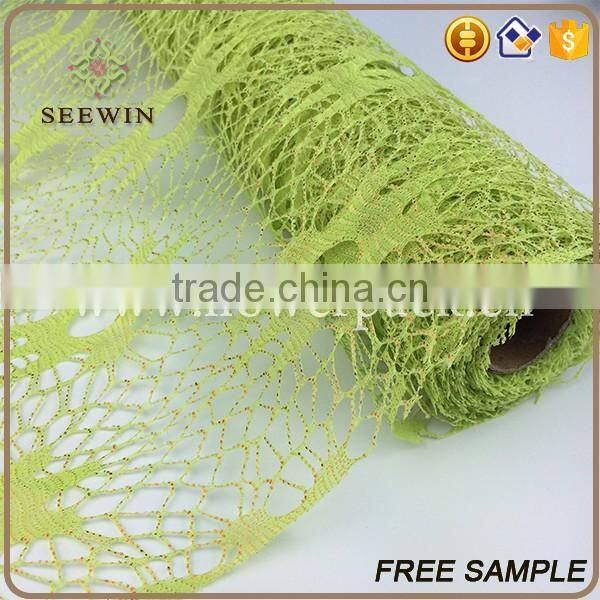 Hot Poly Flower Packing Deco Poly Mesh Roll For Christmas Gift Wrap Sun Flower Gilt Net