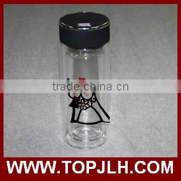Wholesale double wall sublimation blank glass dring water bottle