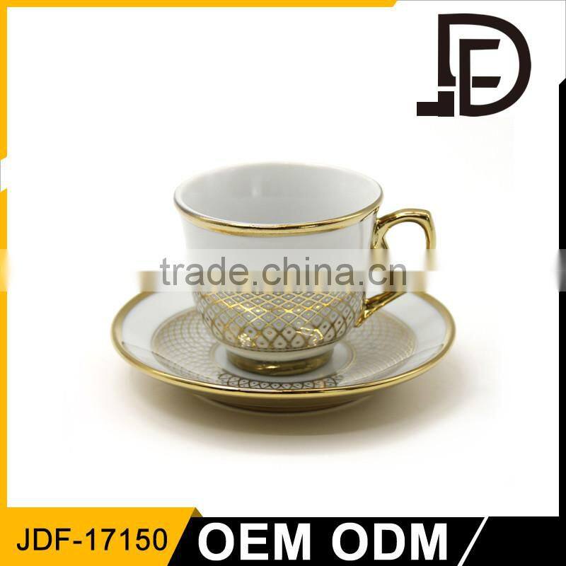 gold rim threaded embossed elegant natural blank bone china cups and saucers
