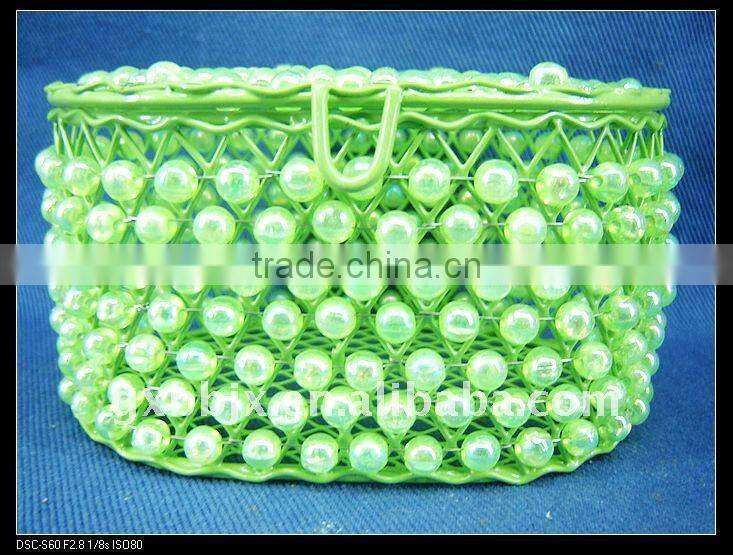 Green pearl wire makeup box set with lid