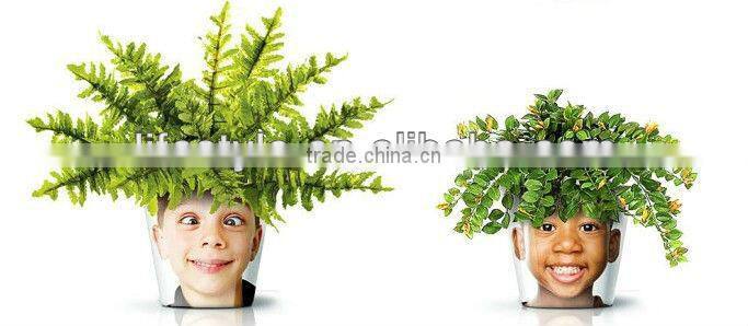 Smiling Family Ceramic Flower Pots with Decal Printing