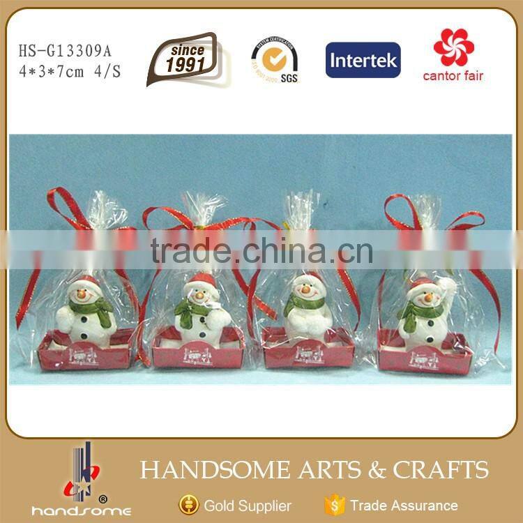 7cm Polyresin Snowman Figurines Christmas Decor Small Gift Item Ornaments