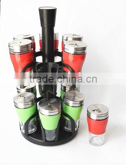 3oz clear glass round spice jars set chrome plated flip cap