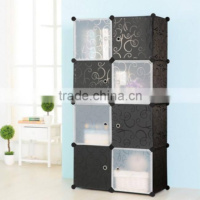 Flower Printed Multifunction Floding Wardrobe Plastic Storage Cabinet Cube