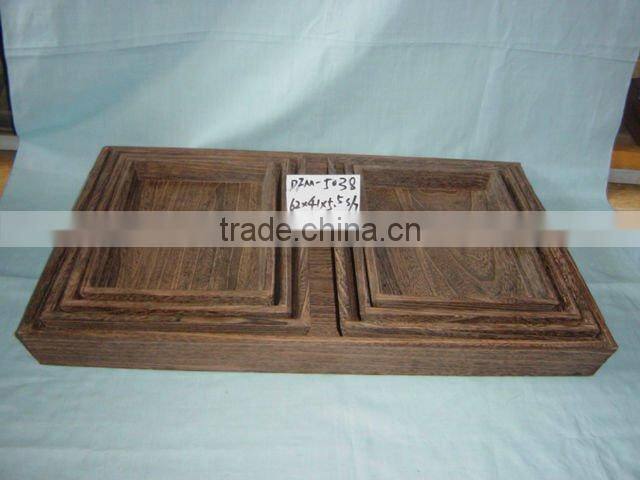 carbonized unfinished wooden tray sets with handles