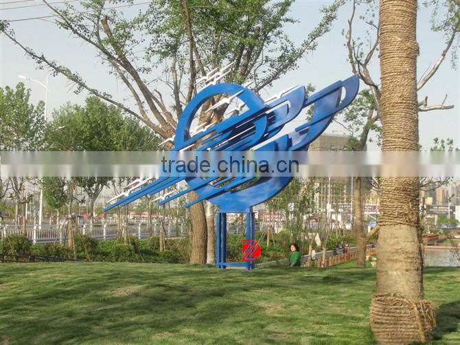 Blue Outdoor Stainless Steel Flying Birds Sculpture