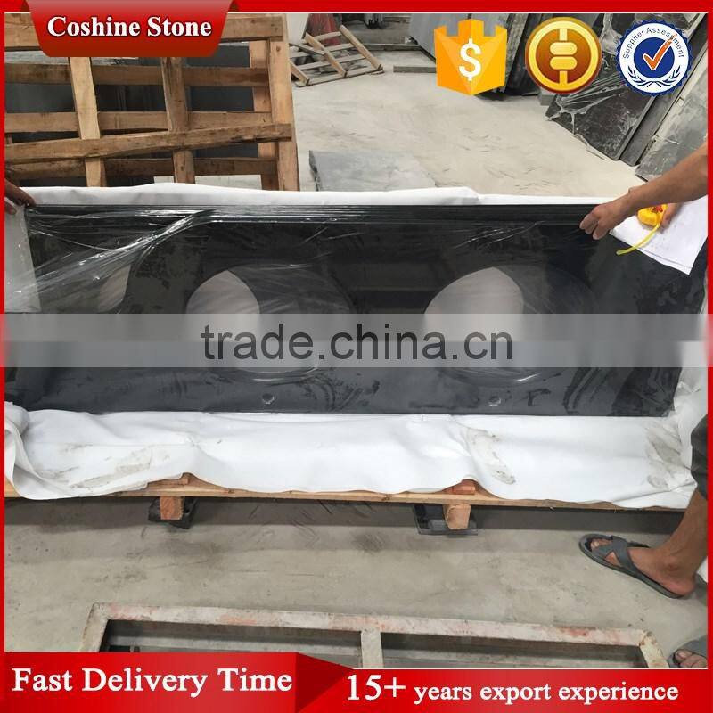 Prefab india black galaxy granite bathroom vanity top