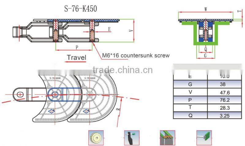 Easy clean POM plastic or stainless steel plate sushi conveyor belt for food